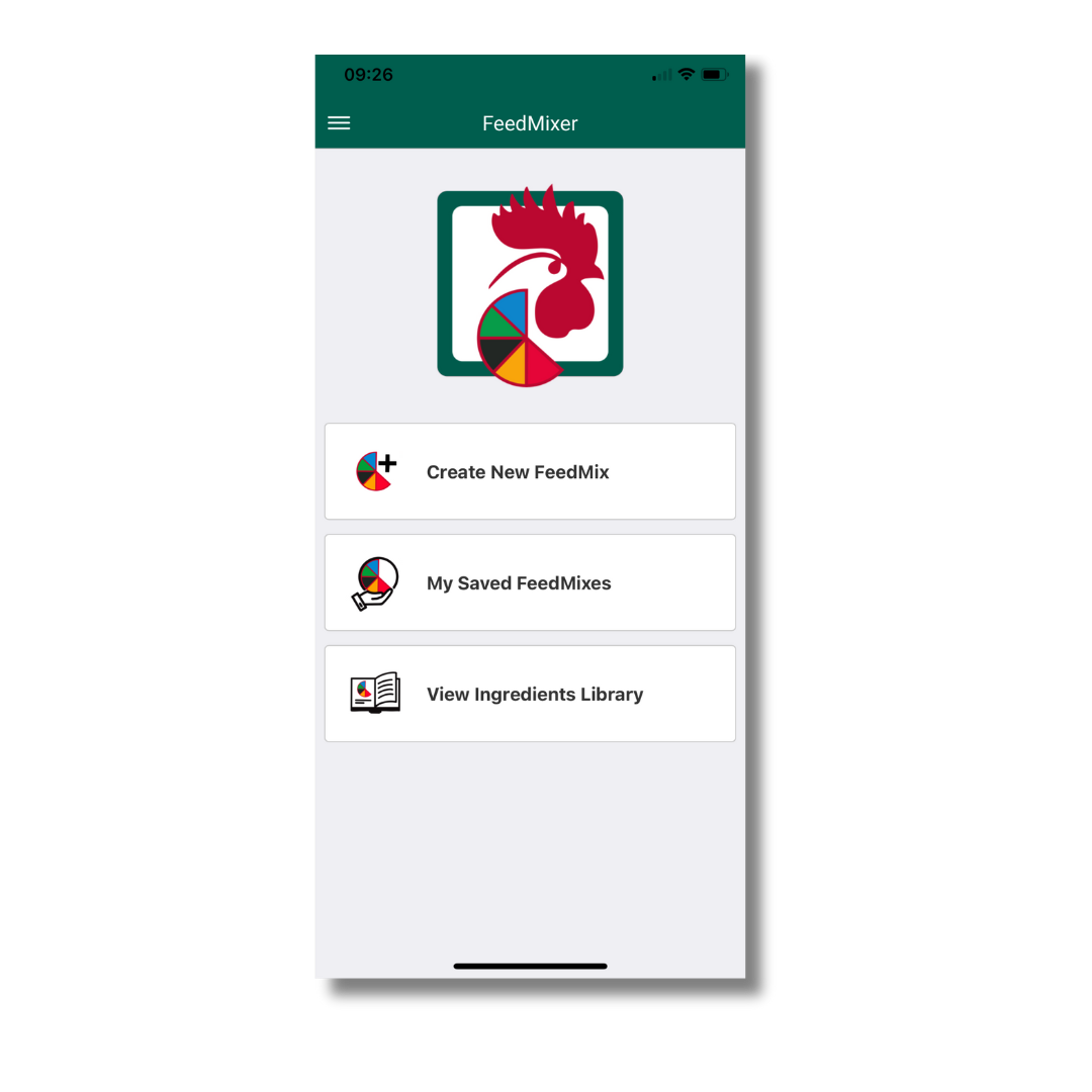 New FeedMixer App Create New FeedMix My Saved FeedMixes View Ingredients Library